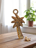 Pendentif vintage palmier métal martelé années 1950 bijou rétro déco