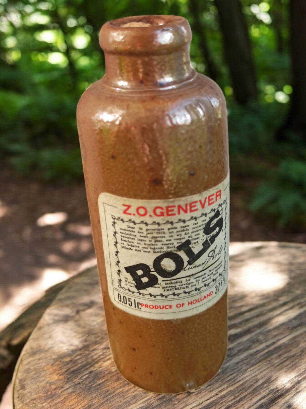 Mignonette bouteille grès Bols Z.O. Genever vintage – alcool Hollande déco bar
