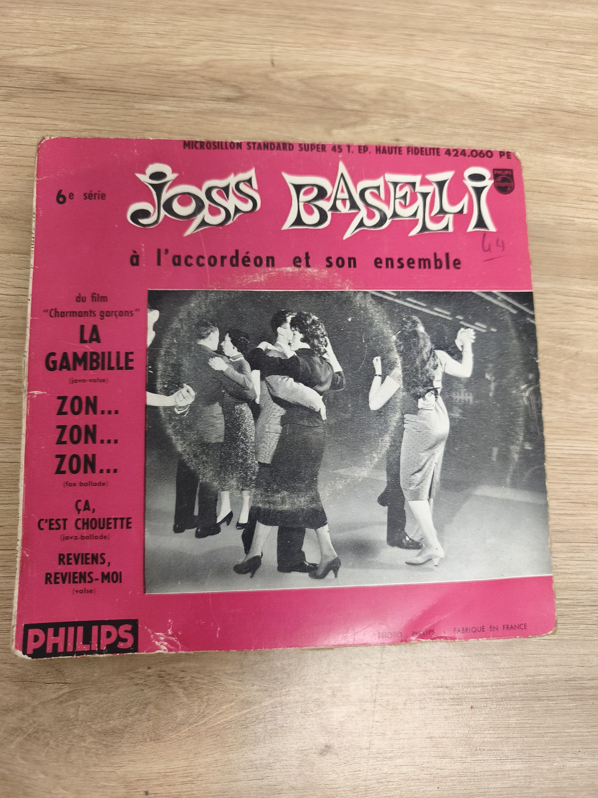 Vinyle 45T Joss Baselli Accordéon Ensemble Philips La Gambille Zon Zon