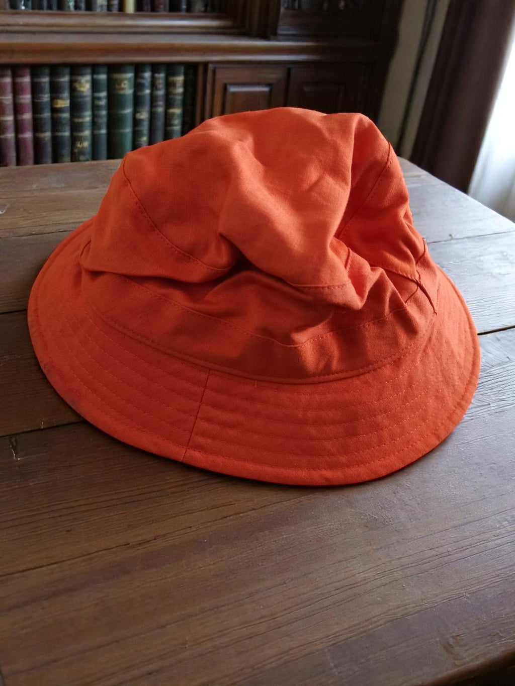 Chapeau bob homme orange vintage La Chapellerie deadstock neuf rétro