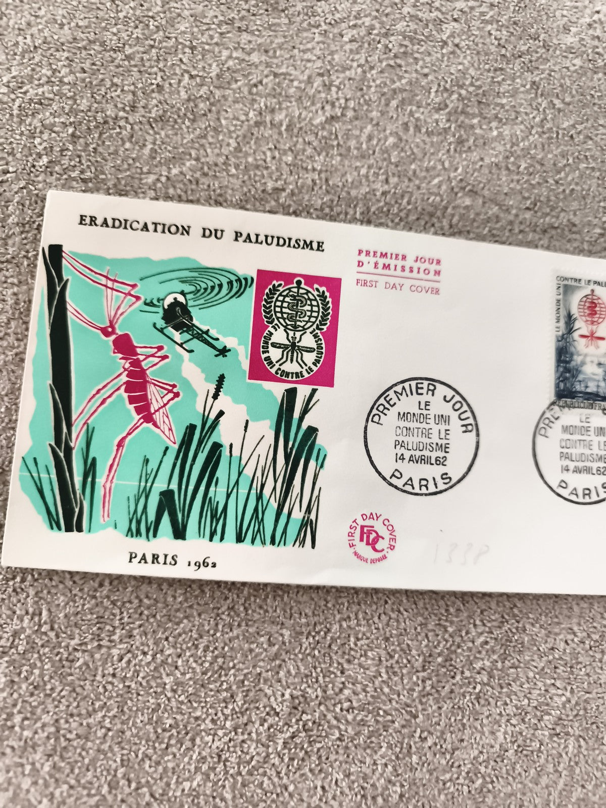 Lettre FDC 1962 Éradication du Paludisme Paris Premier Jour philatélie ancienne
