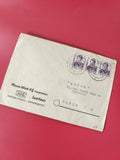 Enveloppe philatélie affranchie Saar, timbres 5f violets, Paris, d'occasion