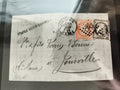 Lettre ancienne 1875 timbres oblitérés France, cachet 305, philatélie vintage