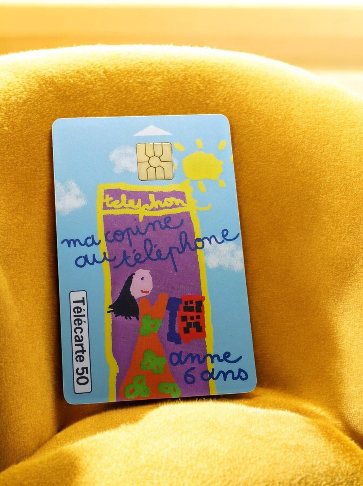 Télécarte 50 unités vintage – dessin enfant, puce, carte téléphonique France