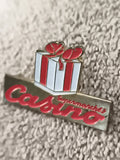 Pin's vintage Supermarchés Casino cadeau, logo rouge blanc, ancien badge pub (Re