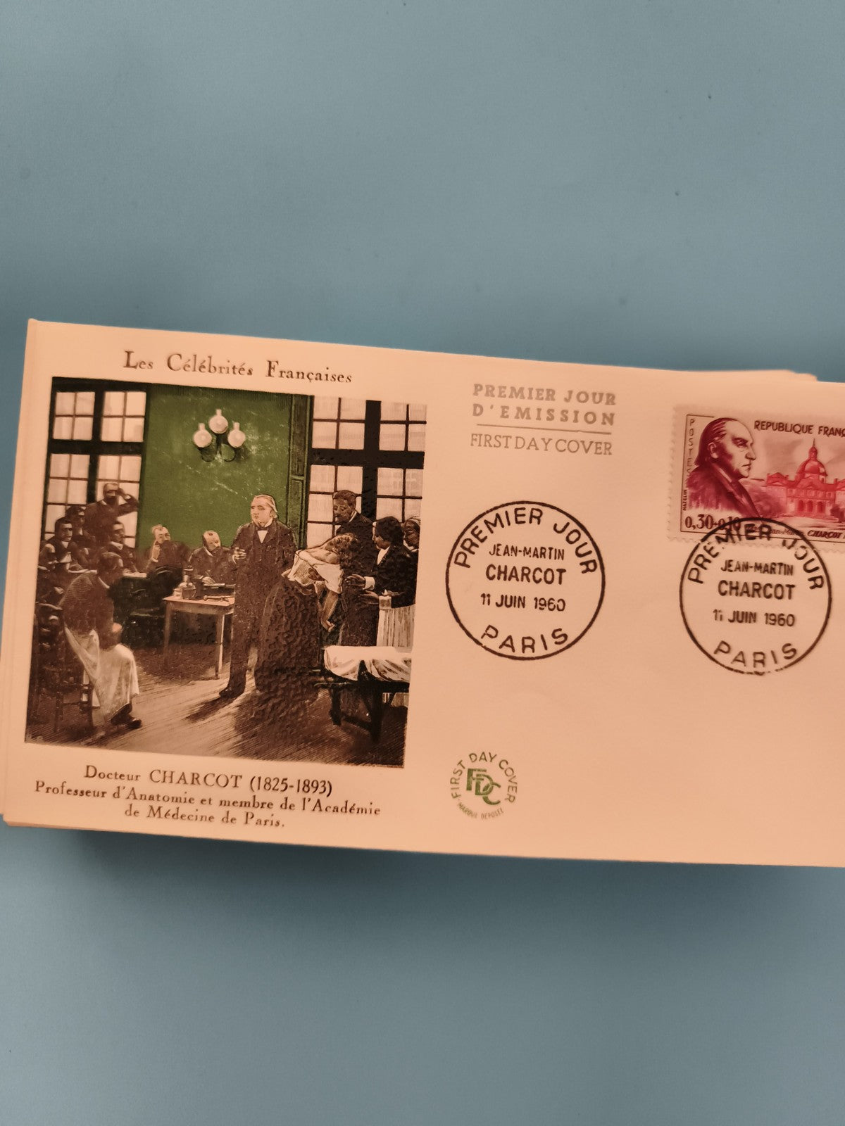 Enveloppe premier jour Charcot 1960 Paris timbre 0,30F Les Célébrités Françaises