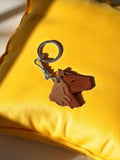 Porte-clés vintage en cuir motif cheval