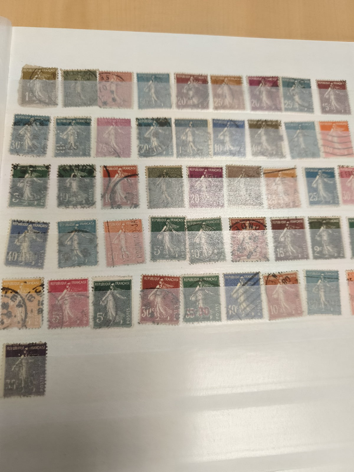 Lot timbres France Semeuse oblitérés multicolores philatélie République