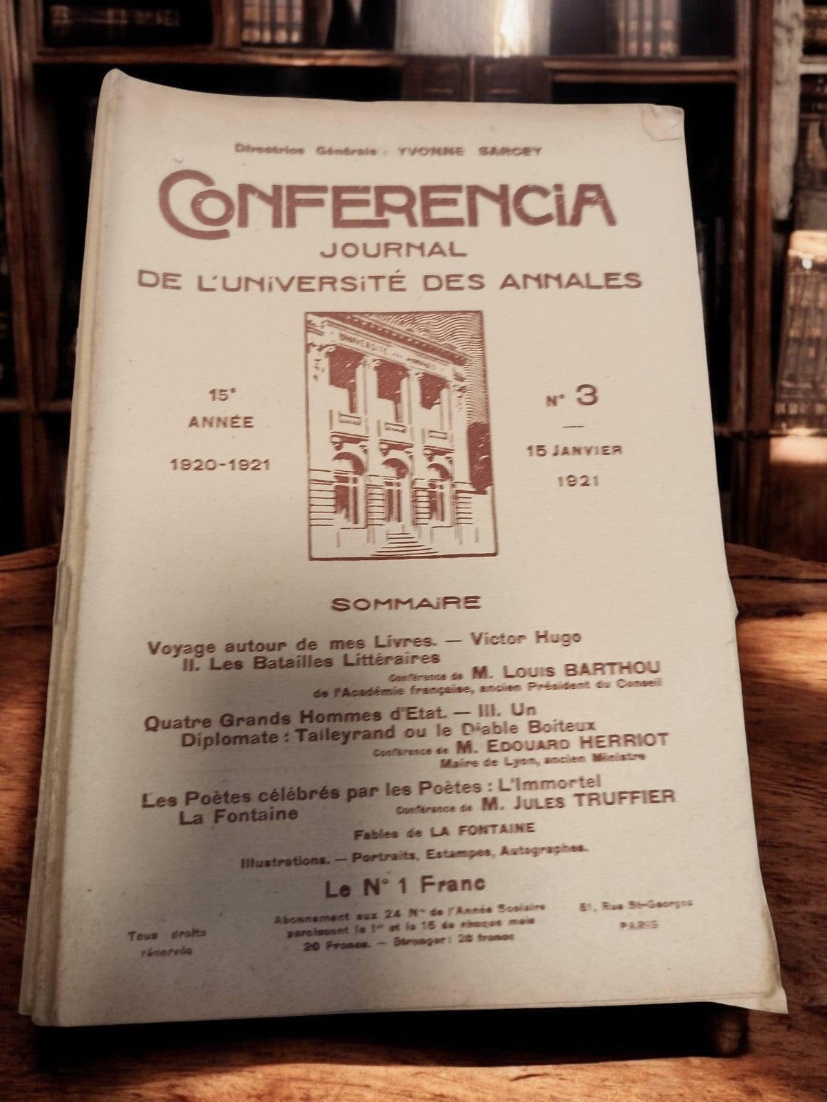 Revue CONFERENCIA Université des Annales 1921 ancien journal littéraire vintage