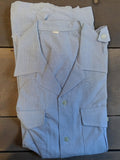 Chemise militaire vintage bleu clair, manches courtes, rétro, vêtement ancien