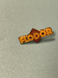 Vintage pin's Flodor jaune et rouge, logo publicitaire ancien collection