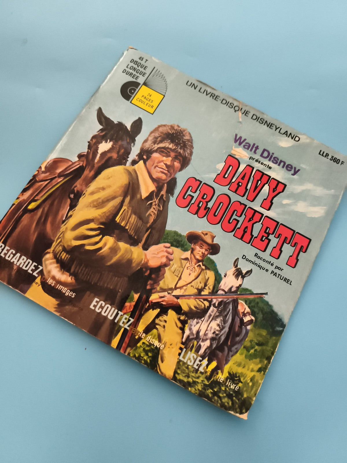 Livre-disque vinyle 45T Walt Disney Davy Crockett Disneyland 24 pages couleur
