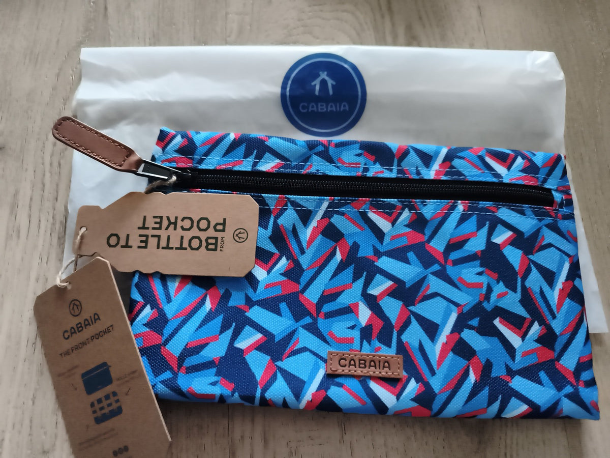 Trousse Cabaia motif bleu rouge 24 cm – pochette amovible BOTTLETO POCKET