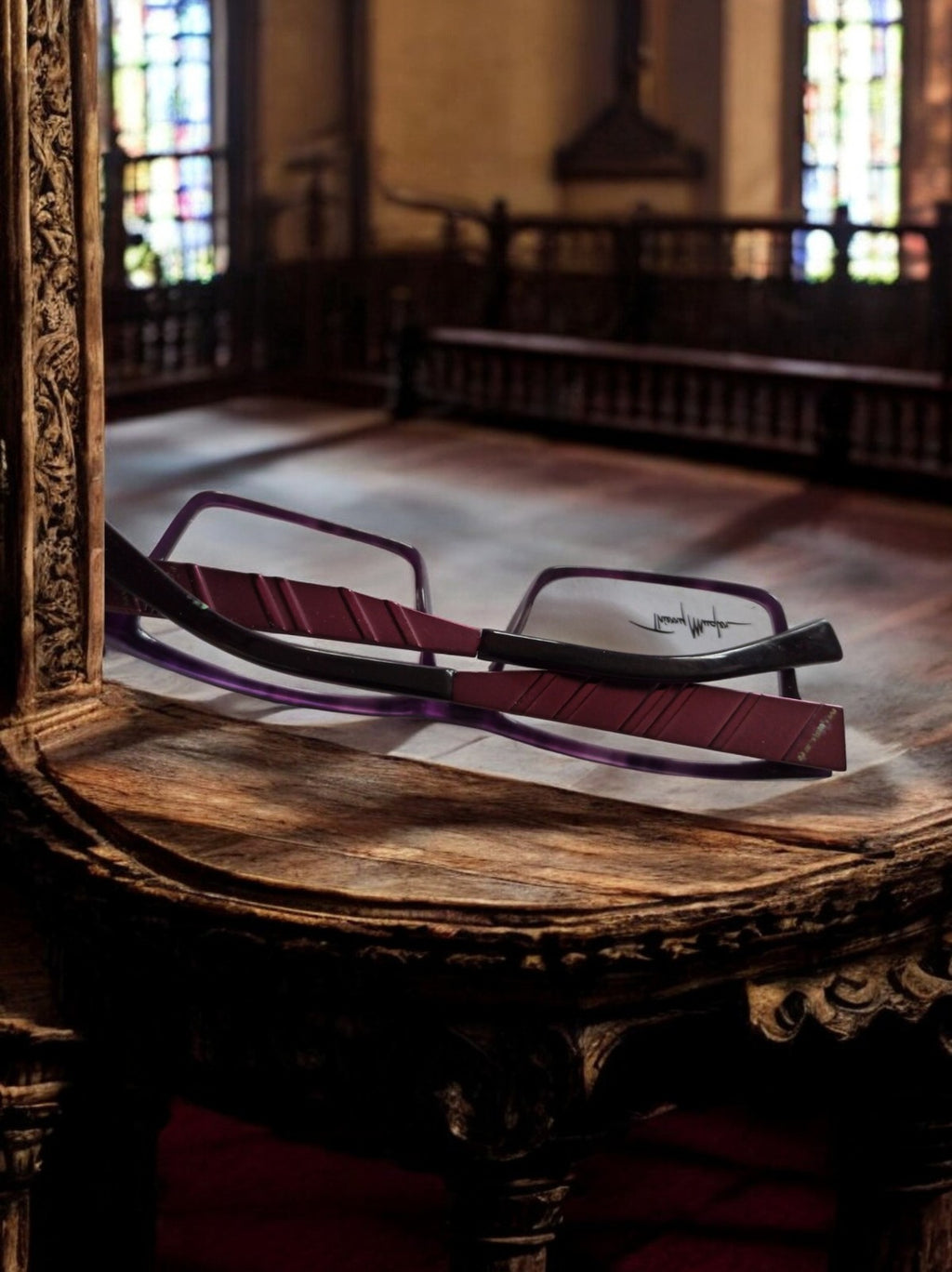 Monture lunettes vintage Thierry Mugler rectangulaire violet rétro