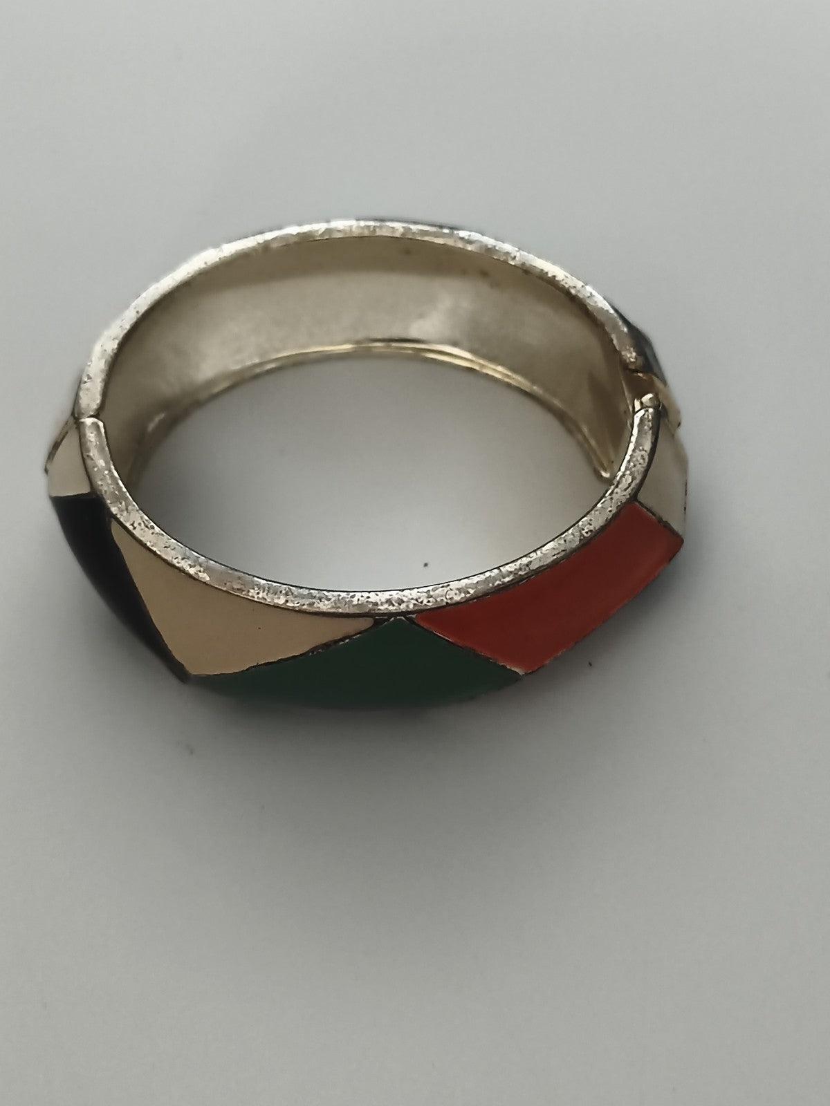 Bracelet jonc vintage multicolore aspect émaillé bijou rétro