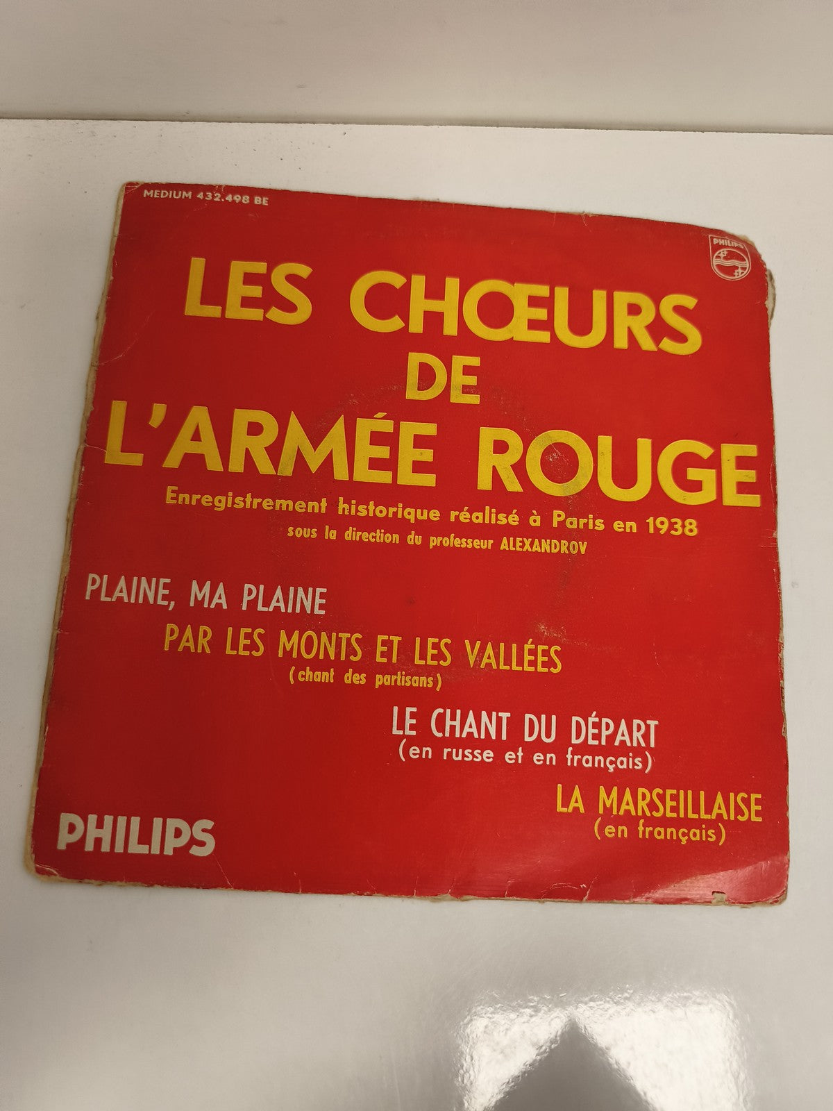 Vinyle 45 tours Philips Chœurs Armée Rouge Paris 1938 pochette rouge