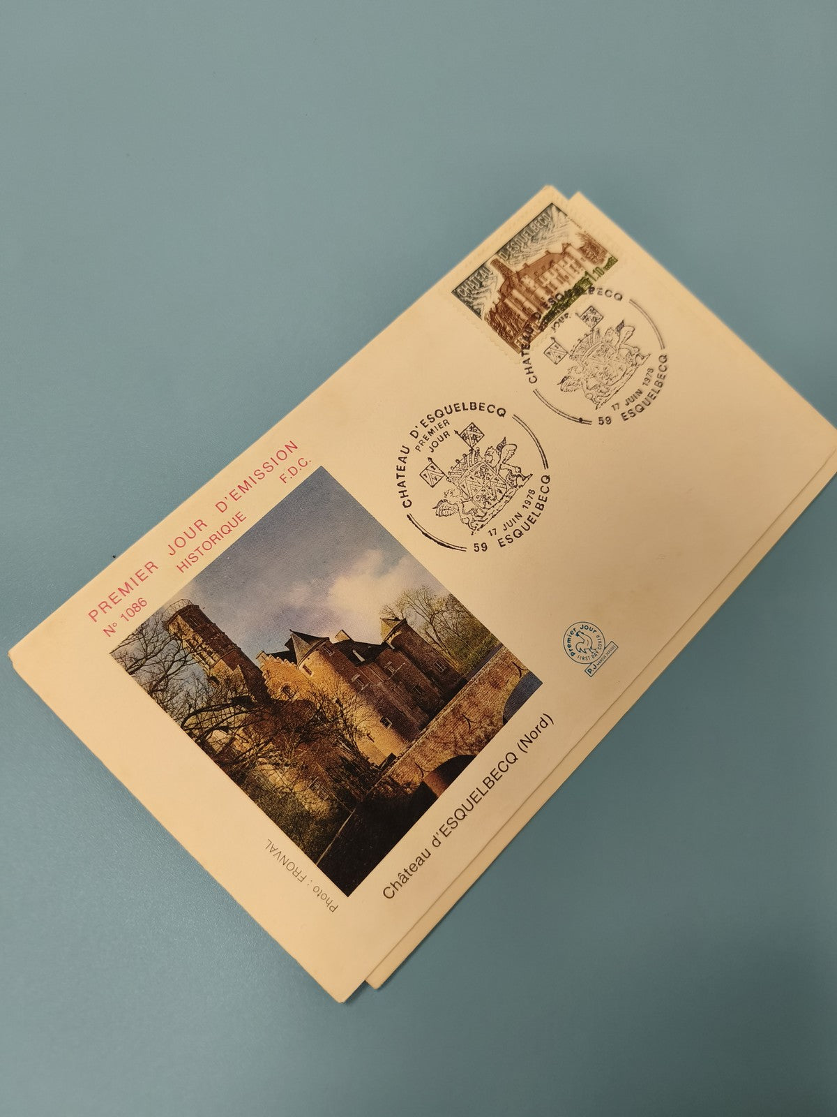 Enveloppe premier jour d'émission FDC Château d'Esquelbecq timbre et cachet