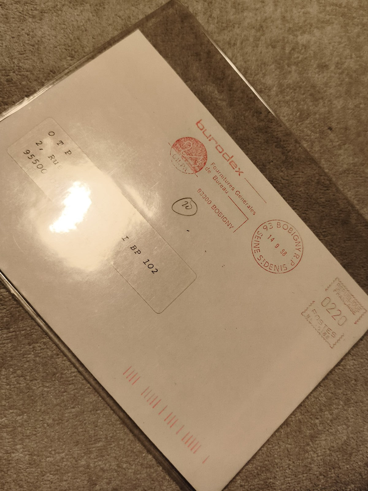 Lettre oblitérée France Burodex 1998 Philatélie cachet Bobigny (Ref 27)