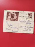 Carte postale philatélie Roumanie affranchissement timbre, écriture manuscrite