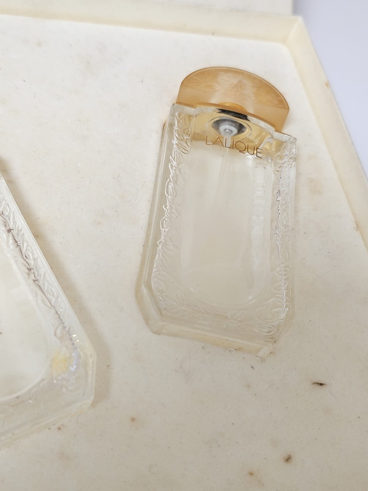 Coffret vintage vide Lalique pour parfums, rare ancien flacon collection rétro