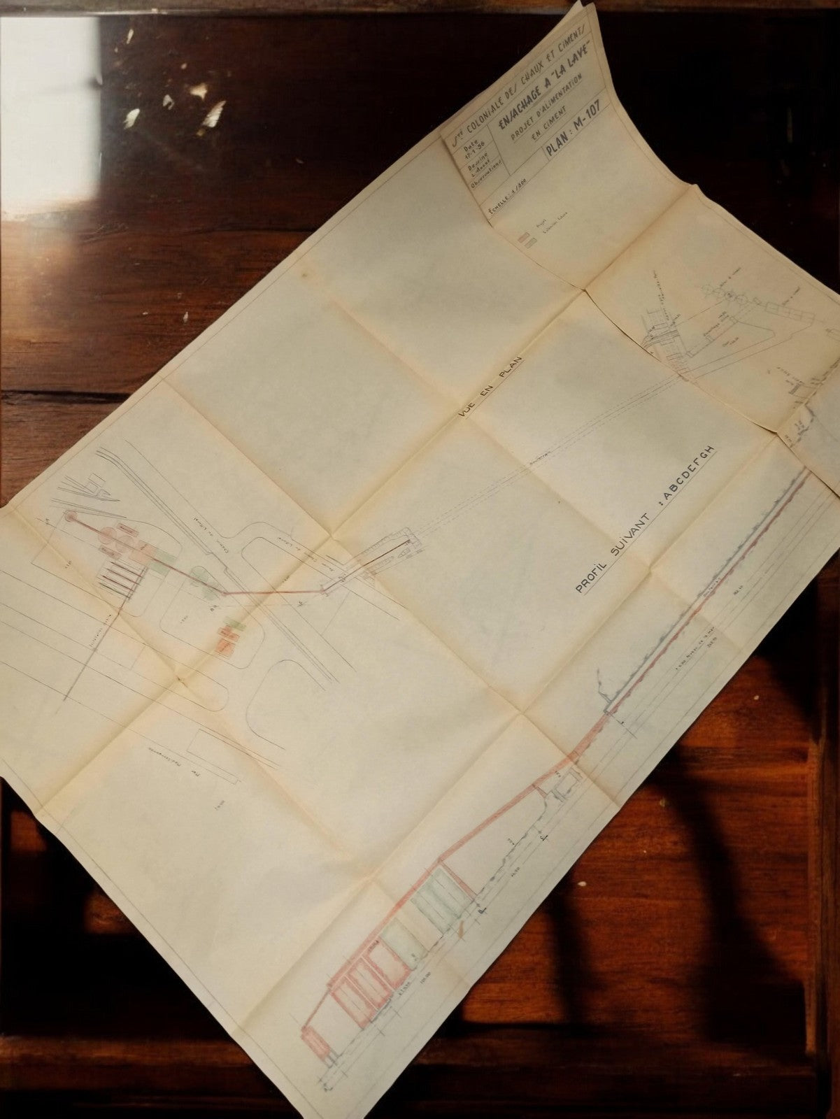 Plan ancien travaux publics Marseille années 30-40 hydraulique colonial vintage
