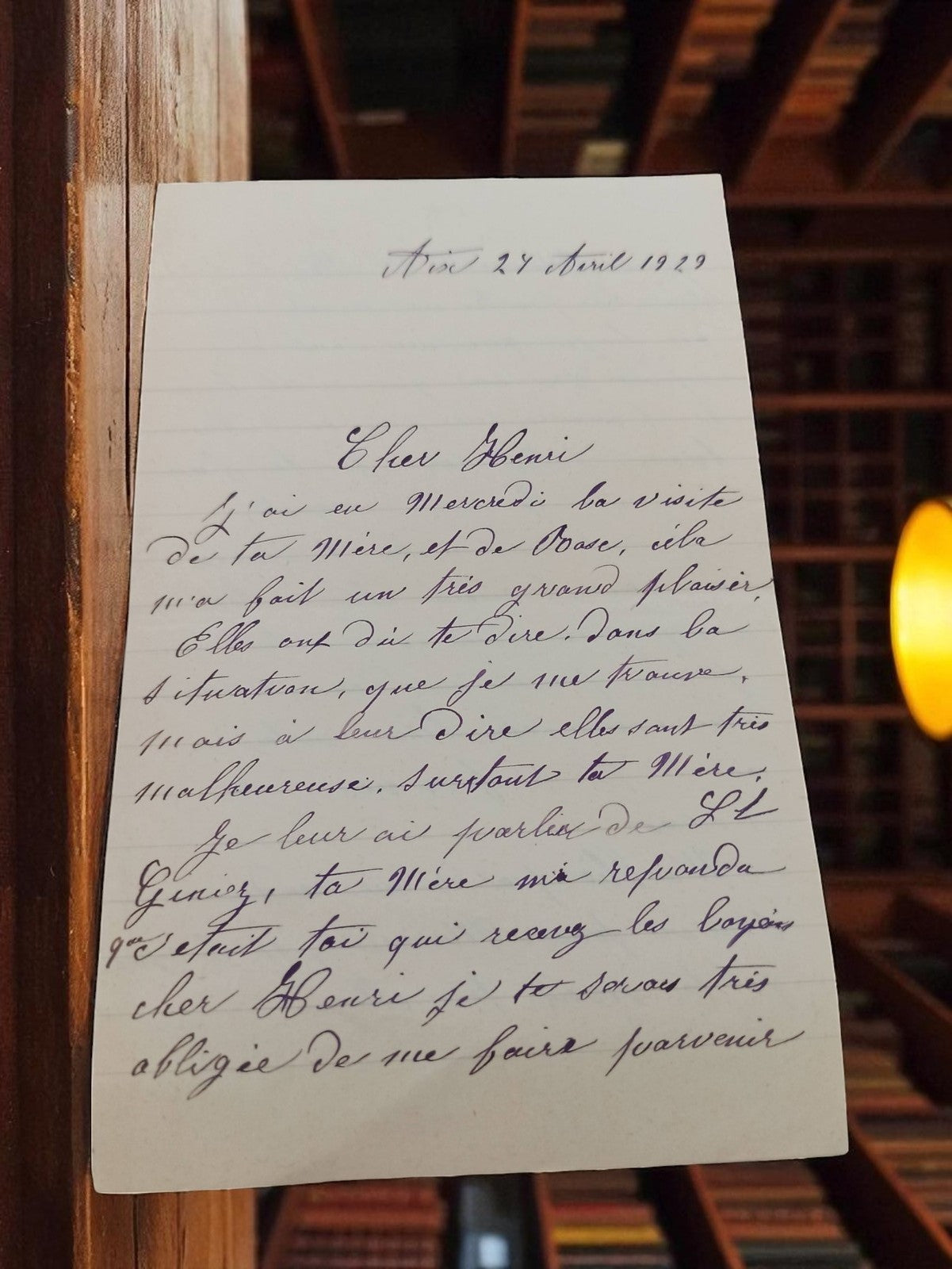 Lettre manuscrite ancienne 1929 écriture vintage époque entre-deux-guerres