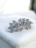 Barrette ancienne rétro argentée fleurs strass, accessoire cheveux vintage chic