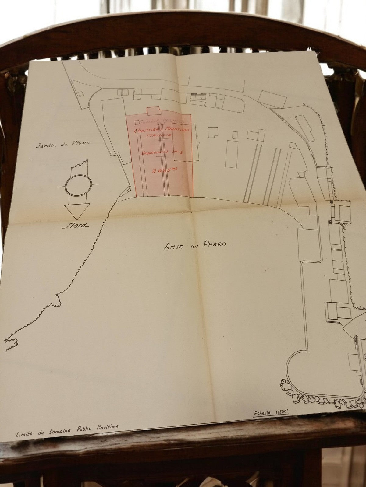 Plan ancien Marseille Pharo années 1930-40 travaux publics hydrauliques vintage