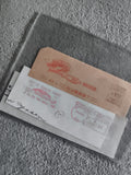 Lettre oblitérée CUSSET cachet publicitaire rouge + enveloppe Chicago philatélie