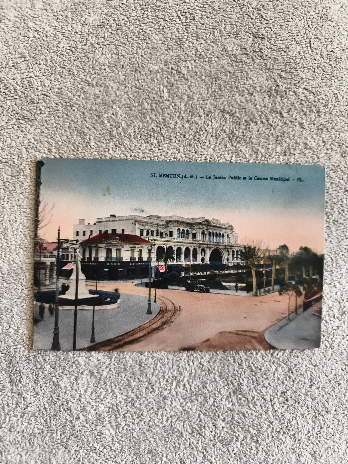 Carte postale CPA Menton Jardin Public Casino Municipal colorisée