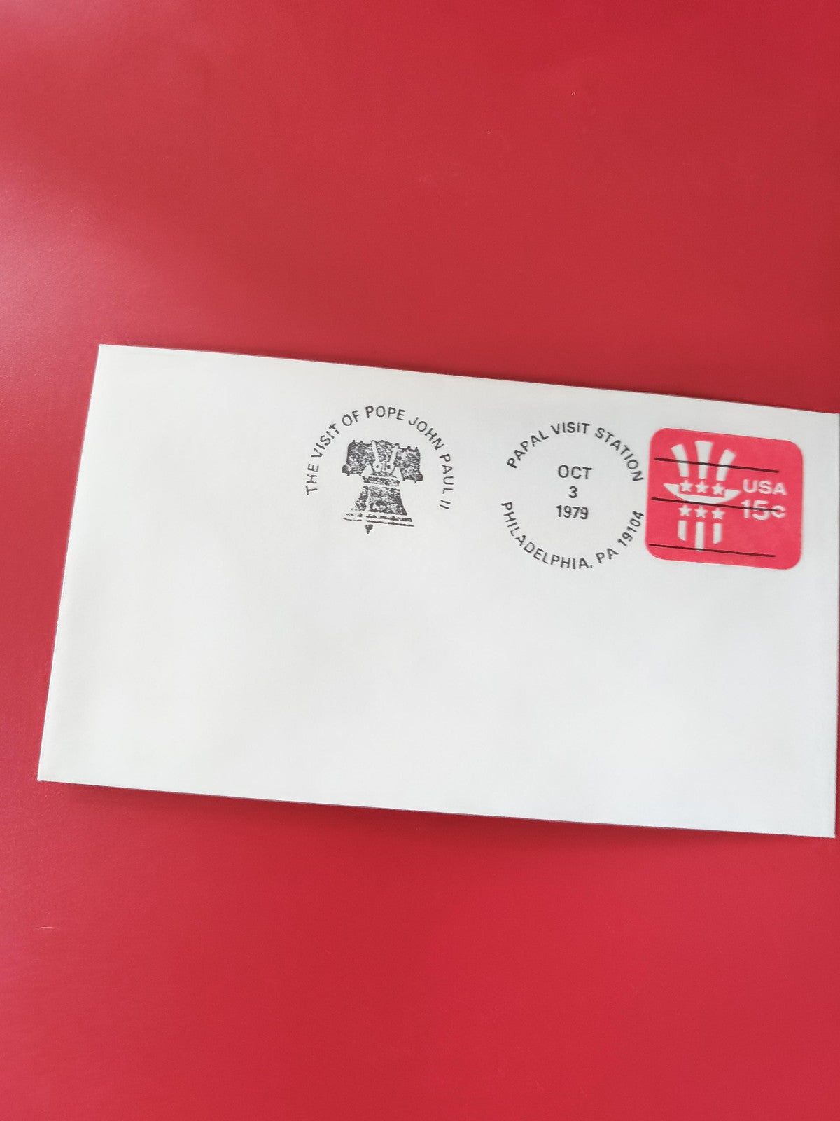 Enveloppe philatélie USA 15¢ Papal Visit 1979 Philadelphia cachet Liberty Bell