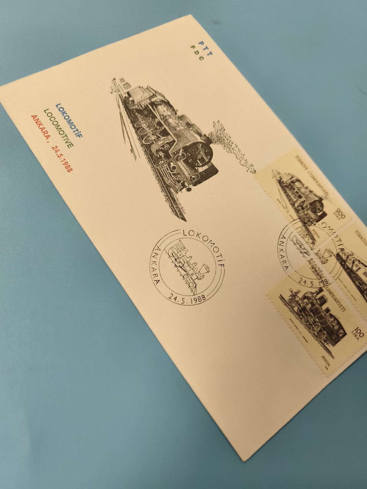 Enveloppe premier jour d?émission FDC locomotive Ankara 1988 timbre train