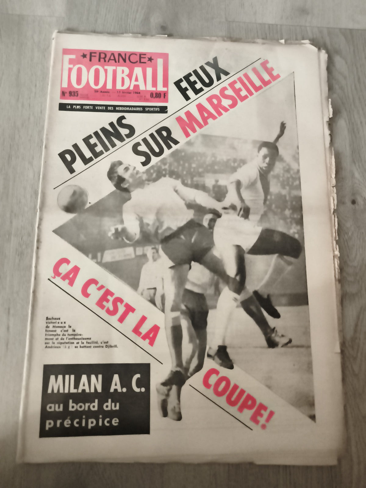 Ancien journal France Football 1964 Pleins feux sur Marseille vintage sport