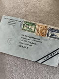 Lettre aérienne El Salvador France timbres oblitérés Transatlantique philatélie