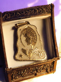 Pendentif vintage plaqué or Vierge étoilée années 80 médaillon rétro
