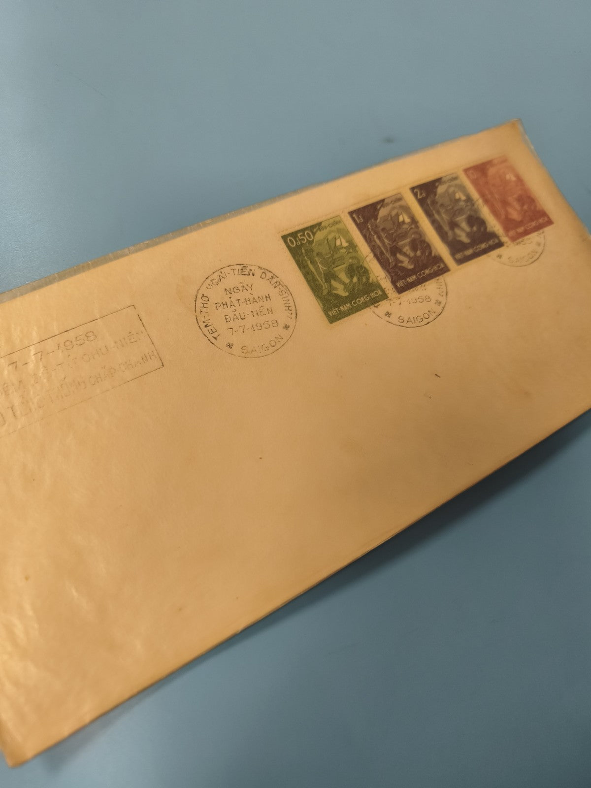 Ancienne enveloppe timbrée oblitérée Vietnam 1958 philatélie collection
