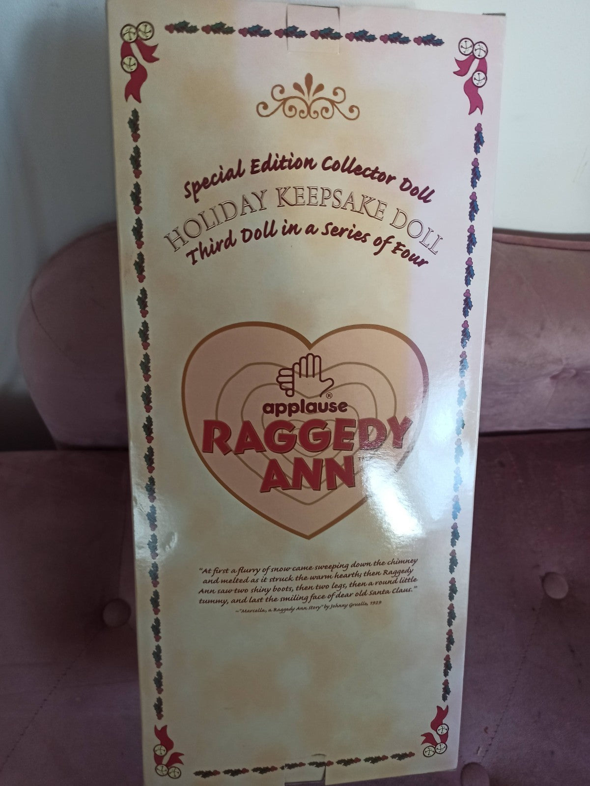 Poupée Raggedy Ann Applause Holiday Keepsake avec certificat édition spéciale