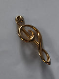 Broche vintage clé de sol dorée, bijou musique rétro, pin's note