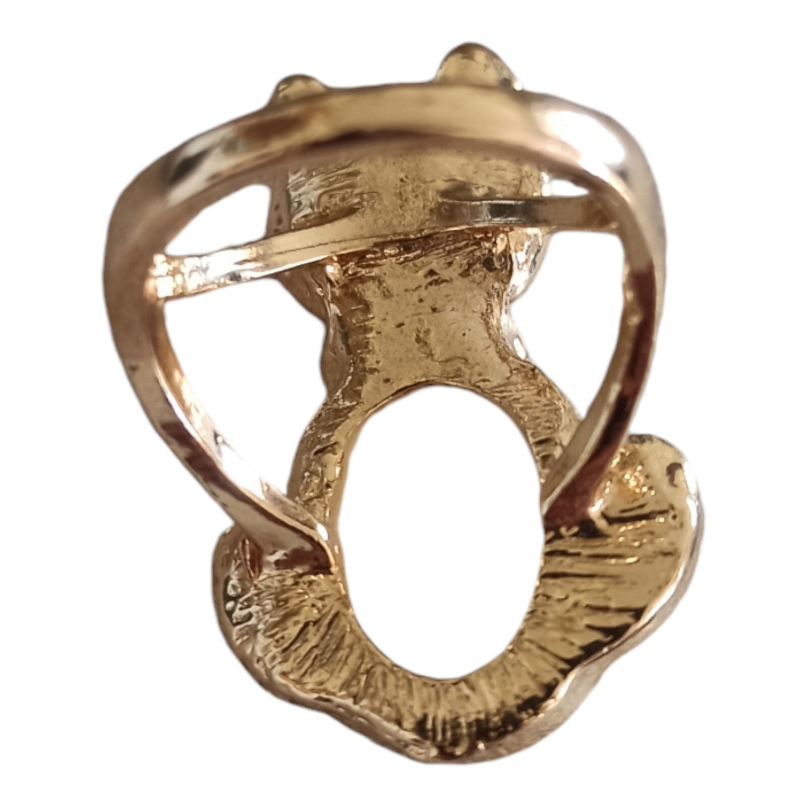 Bague chat vintage dorée opaline naturelle strass rouge blanc fantaisie T59