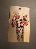 Boucles d’oreilles vintage pendantes perles roses chaînes cuivre deadstock rétro