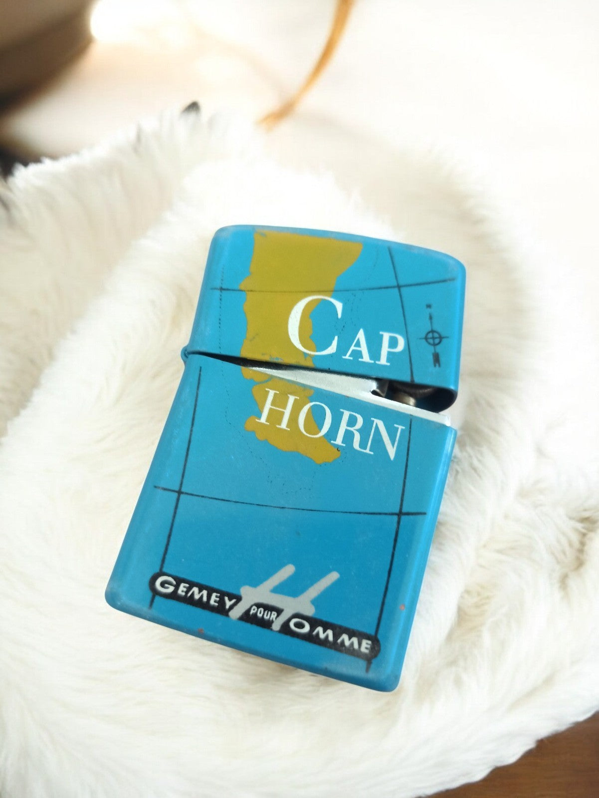 Briquet de table vintage Cap Horn Gemey pour Homme bleu rétro ancien