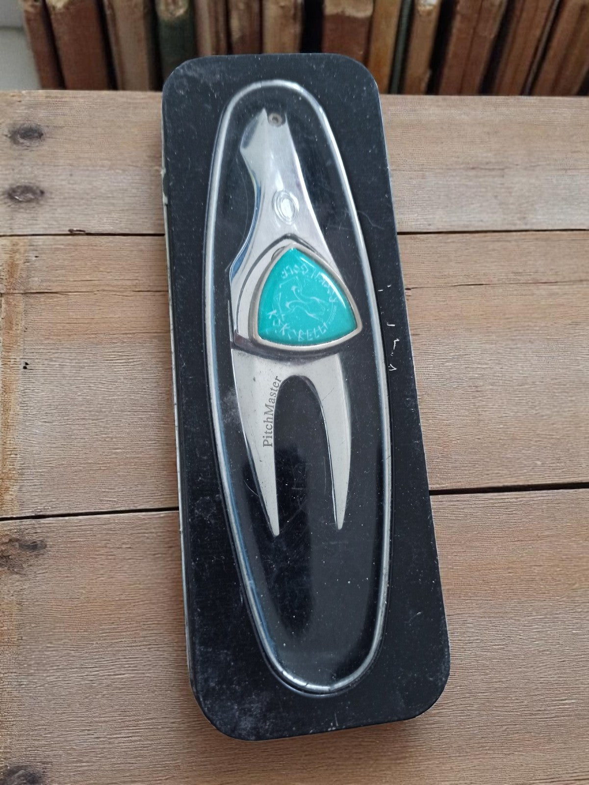 Divot tool PitchMaster Kokobelli vintage accessoire golf marqueur turquoise
