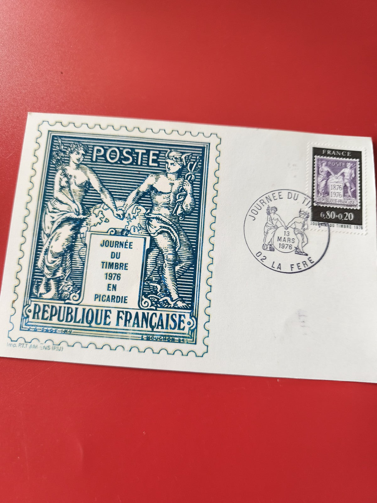 Carte postale philatélie Journée du Timbre 1976 Picardie oblitérée France