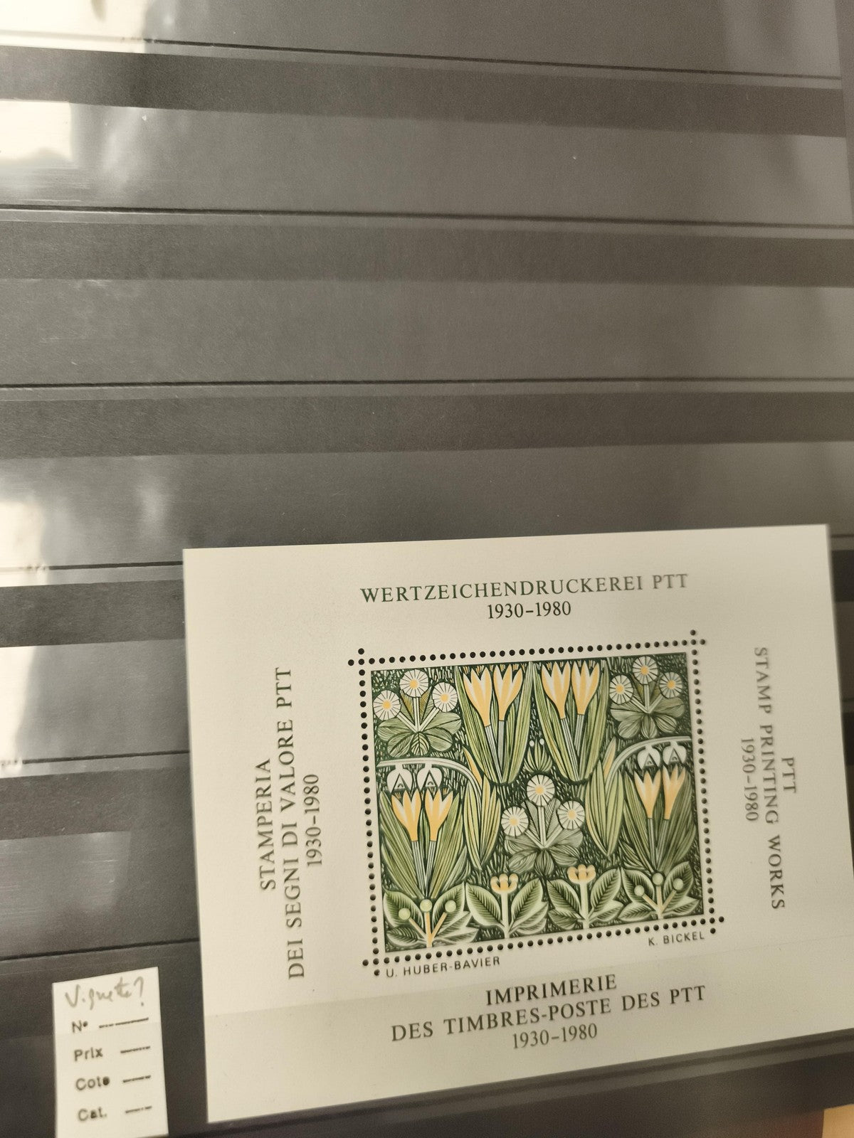 Bloc-feuillet timbre PTT 1930-1980 Imprimerie fleurs Art nouveau philatélie
