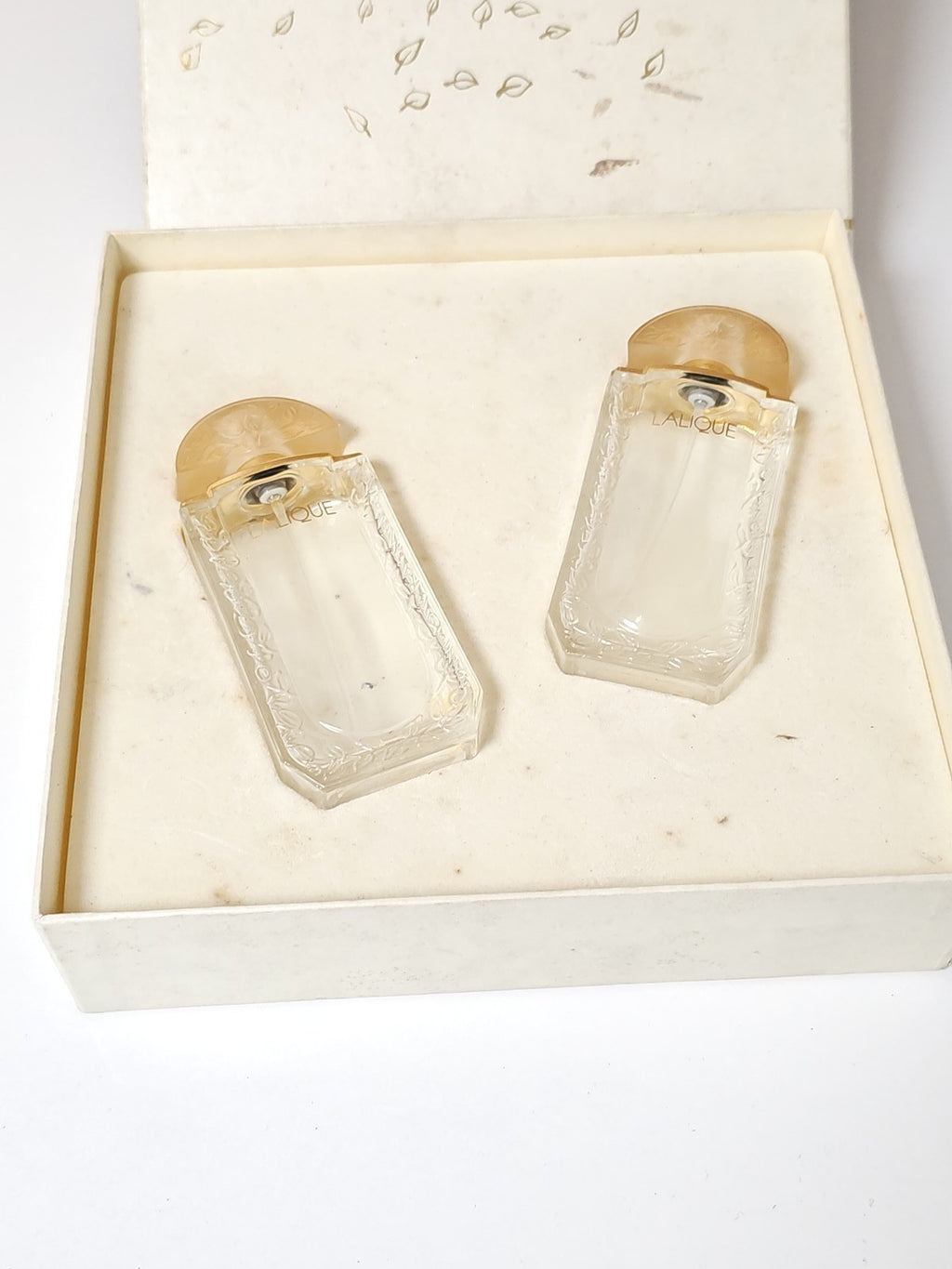 Coffret vintage vide Lalique pour parfums, rare ancien flacon collection rétro