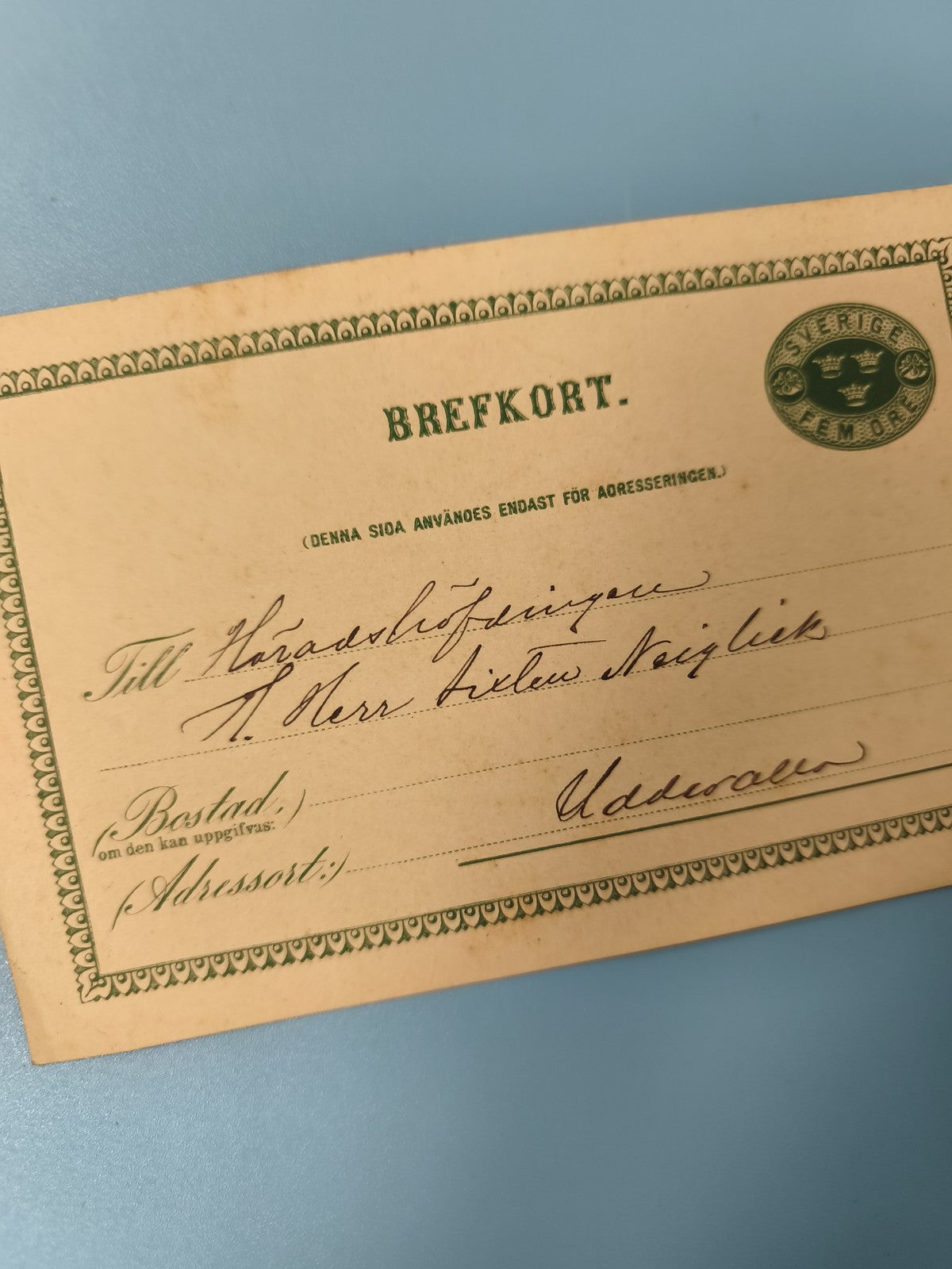 Ancienne enveloppe oblitérée fin XIXe Suède philatélie collection (Ref 9)