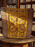 Foulard vintage Lancel jaune motif flèches carré rétro accessoire mode ancien