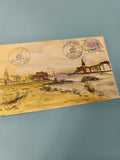 Carte postale philatélie Martigues affranchie 7e Handijeux illustration paysage