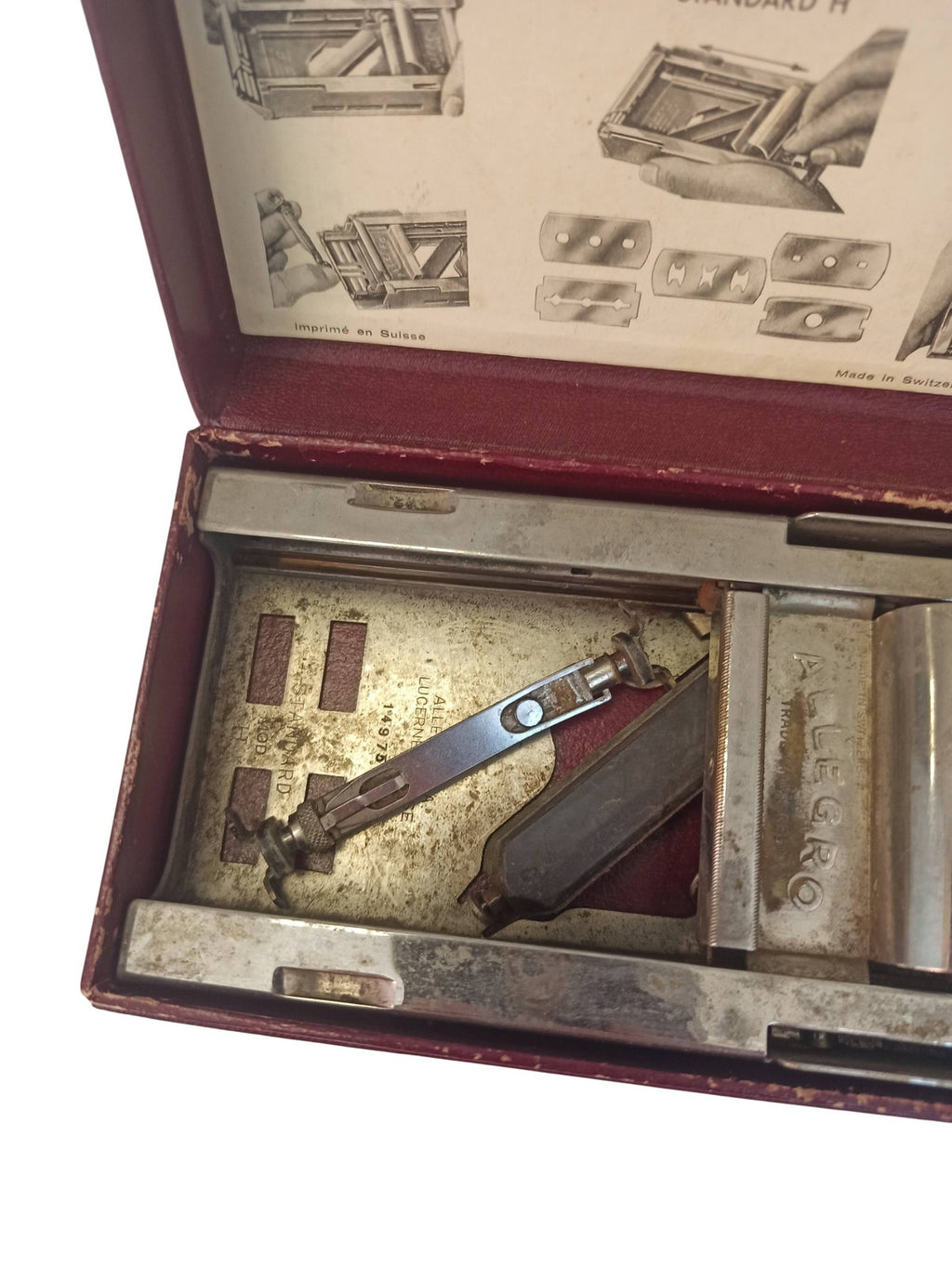 Affûteuse ancienne pour lames de rasoir Allegro vintage, accessoire rasage rétro