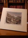 Gravure ancienne Brides-les-Bains, art mural vintage montagnard déco rétro